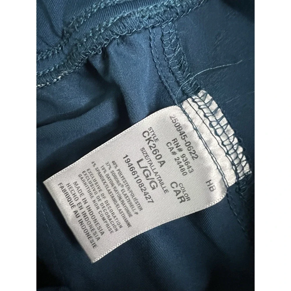 Euphoria Womens Scrubs Large Blue Jogger Drawstring Medical Uniform Cargo